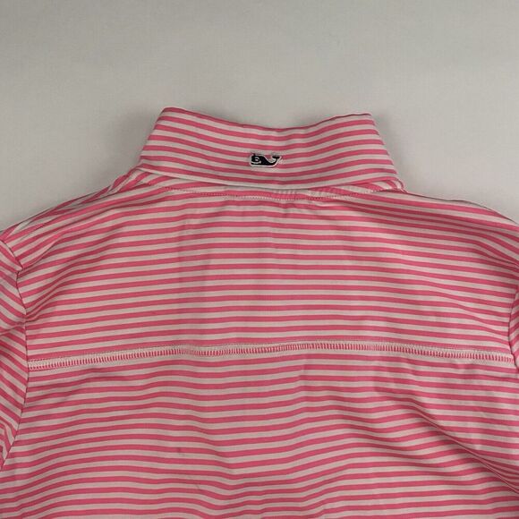 Vineyard Vines Kids Sankaty Shep Shirt Pink White Striped 1/4 Zip Pullover L 14 - Picture 11 of 11